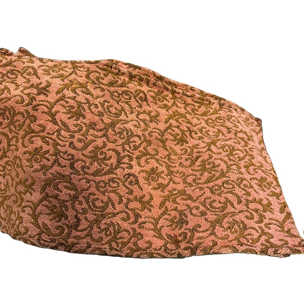 Set of 4 Vintage Brocade Placemats Pink & Ochre Damask Brocade Textile